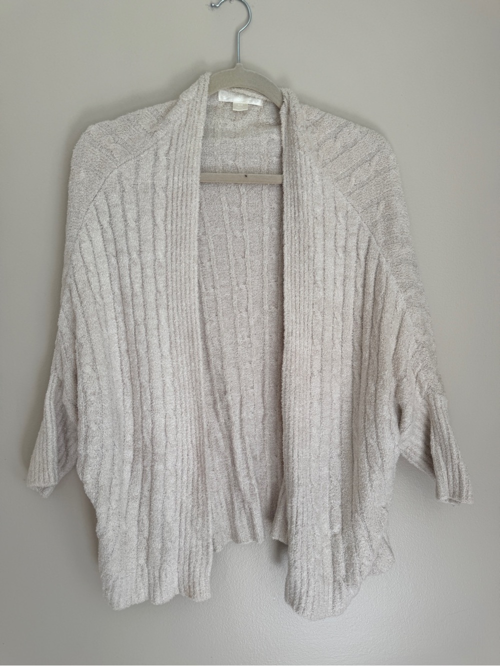 NWOT Barefoot Dreams Cream Open-Front Ribbed Cardigan, size S/M